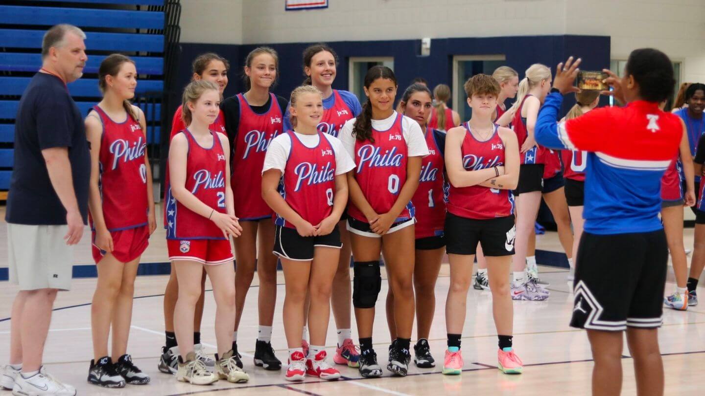 Girl campers getting instruction